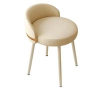 Chaise de Maquillage Tabouret de Maquillage avec Dossier Bas pivotant à 360° Design Style crème Renfort croisé Stable Charge Portante Chaise de Commode de Chambre en Blanc et Or