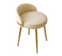 Chaise de Maquillage Tabouret de Maquillage avec Dossier Bas pivotant à 360° Design Style crème Renfort croisé Stable Charge Portante Chaise de Commode de Chambre en Blanc et Or