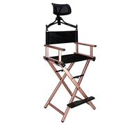 Chaise de maquilleur portable avec appui-tête - Chaise de réalisateur pliable légère pour professels - Aluminium - Idéal pour les maquilleurs, les réalisateurs de films et l'utilisation sur le plateau