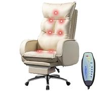 Chaise de massage télécommandée, chaise de bureau à dossier haut, chaise ergonomique avec repose-pieds et soutien lombaire, hauteur réglable pour charges lourdes 150 kg (couleur : noir, taille