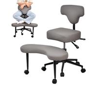 Chaise de méditation, chaise de bureau avec pieds croisés et roues pour patients avec TDAH, siège réglable en hauteur et angle avec soutien lombaire pour employés de bureau assis, adultes, agitation