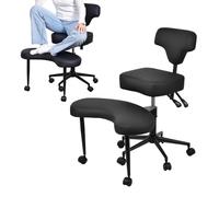 Chaise de méditation, chaise de bureau TDAH à jambes croisées avec roulettes, siège réglable en hauteur et en angle avec support lombaire pour les employés de bureau sédentaires,adultes Fidget et Yoga