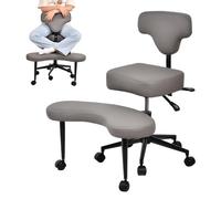 Chaise De Méditation, Chaise De Bureau TDAH À Jambes Croisées Avec Roulettes, Siège Réglable En Hauteur Et En Angle Avec Support Lombaire Pour Les Employés De Bureau Sédentaires,adultes Fidget Et Yoga
