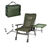 Chaise de pêche Carp F5R ST/P + PK2 avec housse de sac pour chaise de pêche, chaise de camping avec hauteur supplémentaire et support de canne à pêche