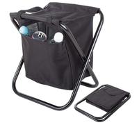 Chaise de pêche pliante touristique avec sac de refroidissement thermique noir