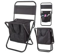 Chaise de pêche pliante touristique avec sac de refroidissement thermo et noir noir