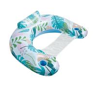 Chaise de piscine gonflable - Flotteur de piscine en forme de feuille de palmier - Avec porte-gobelet - Chaise de piscine en maille flottante - Palme de natation en PVC, grand canapé de piscine