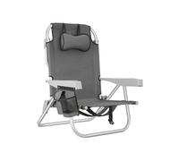 Chaise de plage aluminium grise pliable avec dossier réglable et sac à dos pratique