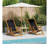 vidaXL Chaises de plage pliantes avec coussin bois d'acacia massif et textilène Gris clair 2 pièces