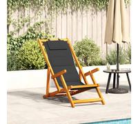 Chaise de plage avec coussin Bois d'Acacia Massif longue jardin pliable vidaXL v
