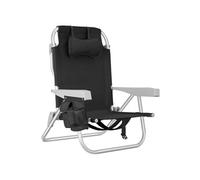 Chaise de plage - TECTAKE - Fauteuil de jardin CORAL pliable, dossier et appui-tête réglables, avec fonction sac à dos - Noir