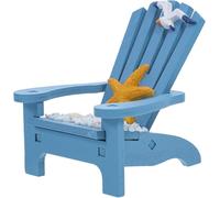 Chaise de plage miniature bleue sur le thème de la plage - Design nautique étoile de mer et mouette en bois massif de style méditerranéen, décoration de maison de poupée créative à faire soi-même
