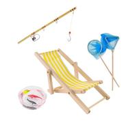 Chaise de Plage Miniature de Maison de - Set de 5 Cannes à pêche Miniatures, | Accessoires de Chaise de Maison de intéressants et élaborés, Ornements d'accessoires de lutins Miniatures p