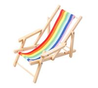 Chaise de plage miniature en bois avec motif arc-en-ciel - Sans danger - Pour maison de poupée 1/12 - Accessoires pour maison de poupée