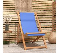 Vidaxl Chaise De Plage Pliable Bois De Teck Solide Bleu