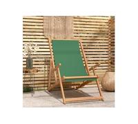 Chaise de plage pliable Bois de teck solide Vert