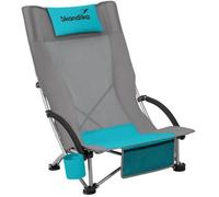 Skandika Chaise de Plage Pliante Beach | Chaise de Plage Confortable avec Mesh Respirant, Porte-Boisson, Basse, Facile à Transporter, Max. 136 kg | Chaise de Camping Pliable, Chaise Longue