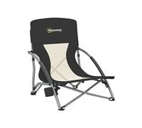 Outsunny Chaise de plage pliante 2,2 kg - dossier en maille, sac de transport, porte-gobelet - Noir