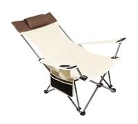 Chaise de plage pliante et portable, très résistante avec dossier haut, appuie-tête, poche latérale, porte-gobelet - Léger et confortable pour l'extérieur