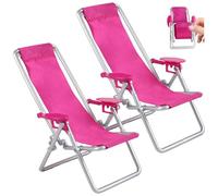 Chaise de Plage pour Maison de poupée, 2 pièces, Pliable et réaliste, avec accoudoirs, Miniature en Plastique, pour décoration Maison poupée, Meubles, Miniatures mais