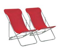 Chaise de plage - vidaXL - Pliable - Acier - Tissu oxford - 2 pcs