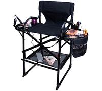 Chaise de réalisateur pliable portable - Chaise de maquilleur légère en aluminium avec appui-tête et repose-pieds pour le camping en plein air, le théâtre de pelouse et les ensembles de cinéma
