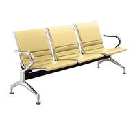 Chaise de réception 3 places pour aéroport et salle d'attente - Banc de bureau en cuir synthétique avec accoudoirs et dossiers, idéal pour une utilisation dans le hall d'entrée, la banque, l'hôpital