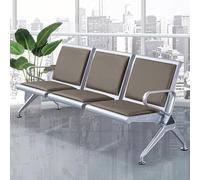 Chaise de réception robuste 3 places avec accoudoirs pour une utilisation invitée, idéale pour les aéroports, hôpitaux et banques, supporte jusqu'à 200 kg