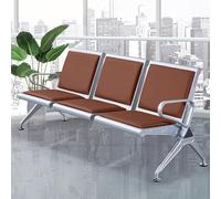 Chaise de réception robuste 3 places avec accoudoirs pour une utilisation invitée, idéale pour les aéroports, hôpitaux et banques, supporte jusqu'à 200 kg
