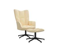 vidaXL Chaise de relaxation avec tabouret Blanc crème Velours