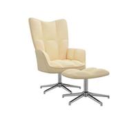 vidaXL Chaise de relaxation avec tabouret Blanc crème Velours
