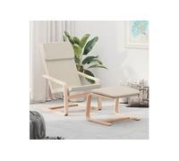 Chaise de relaxation avec repose pied Crème Tissu