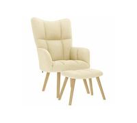 vidaXL Chaise de relaxation avec repose-pied 4016785 – Tissu crème
