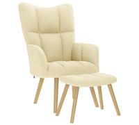 vidaXL Chaise de relaxation avec repose-pied 4016785 – Tissu crème