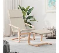 Chaise de relaxation avec repose pied Crème Tissu