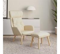 Chaise de relaxation avec repose pied Crème Tissu