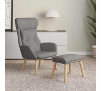 Chaise de Relaxation avec Repose-pied Gris Clair Tissu Fauteuil Siège vidaXL