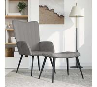 Chaise de Relaxation avec Repose-pied Gris Clair Velours Fauteuil vidaXL