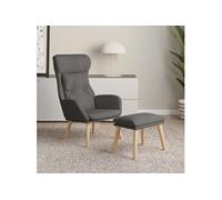 Chaise de relaxation avec repose pied Gris foncé Tissu