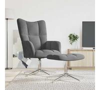 Chaise de Relaxation avec Repose-pied Gris Foncé Velours Fauteuil vidaXL
