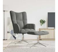 Chaise de Relaxation avec Repose-pied Gris Foncé Velours Fauteuil vidaXL
