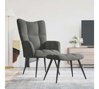 vidaXL Chaise de relaxation avec tabouret – Velours gris foncé