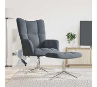 Chaise de Relaxation avec Repose-pied Gris Foncé Velours Fauteuil vidaXL