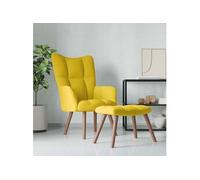 Vidaxl Chaise De Relaxation Avec Repose-Pied Jaune Moutarde Velours Jaune