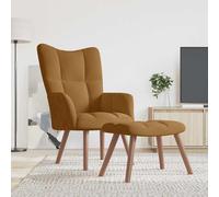 Chaise de Relaxation avec Repose-pied Marron Velours Fauteuil Détente vidaXL