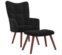 vidaXL Chaise de relaxation avec repose-pied Noir Velours