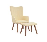 vidaXL Chaise de relaxation avec repose-pied Blanc crème Velours