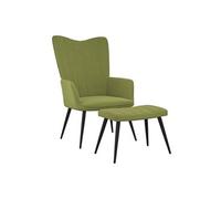 vidaXL Chaise de relaxation avec repose-pied Vert clair Velours Vert G
