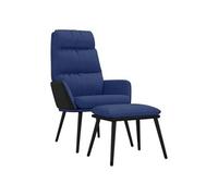 Chaise de relaxation avec tabouret Bleu Tissu et similicuir