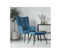 vidaXL Chaise de relaxation avec tabouret Bleu Velours